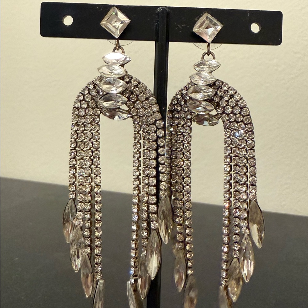 Kay Jewelers Silver Crystal Dangle Earrings